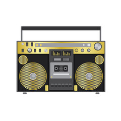 Retro audio player in a flat style. Vector illustration for a card or poster, print on clothes. Music.