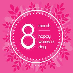 Naklejka premium Beautiful background for international womens day. Pink color. Floral wreath of leaves.