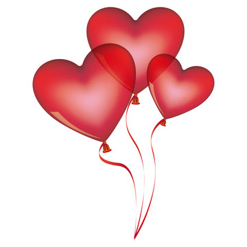 Red Balloons Set In Heart Shape Design Vector Illustration