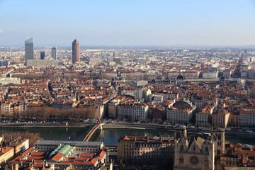 vue a&eacute;rienne de la ville de Lyon