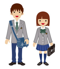 学生カップル　春服　ブレザー