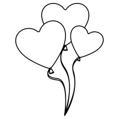 silhouette balloons set in heart shape design vector illustration