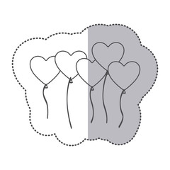 sticker silhouette bunch romantic balloons decorative design vector illustration
