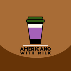 flat vector icon design collection americano with milk