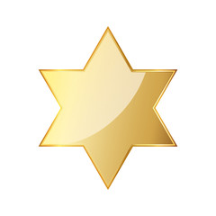 Golden hexagonal star icon. Vector illustration