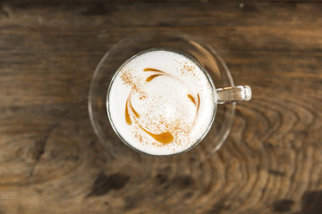 top view of caramel macchiato