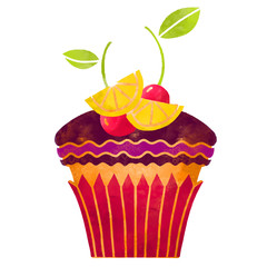 Watercolor cupcake