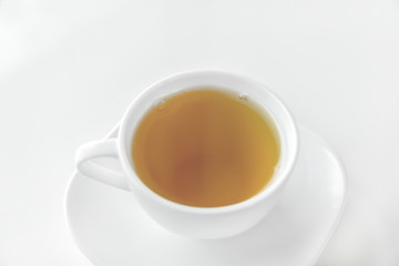 cup of tea on white background