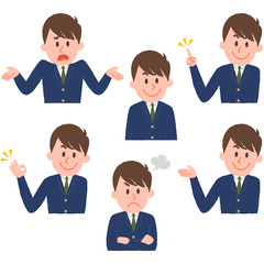 illustration of various facial expressions of a boy