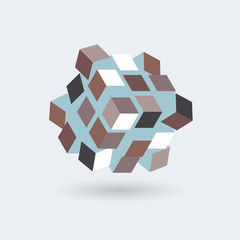 Abstract cubes formed in a cube, futuristic transformer, vector object