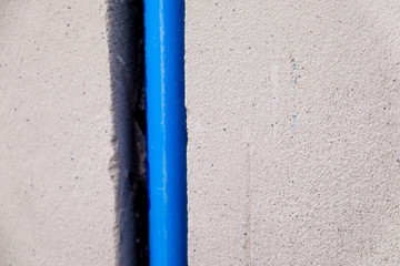 water pipe work in aerater brick wall