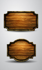 Wooden signs, vector icon set