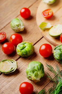 Vegetables on a wooden background 