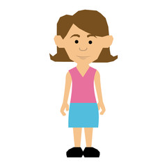 colorful picture teenager with short hair and skirt vector illustration