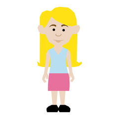 colorful picture teenager with long hair and skirt vector illustration