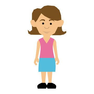 colorful picture teenager with short hair and skirt vector illustration