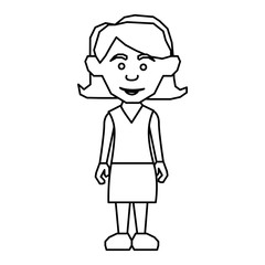 sketch silhouette teenager with short hair and skirt vector illustration