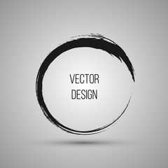 Hand drawn circle shape. Label, logo design element, frame. Brush abstract wave. Vector illustration. - 139416690