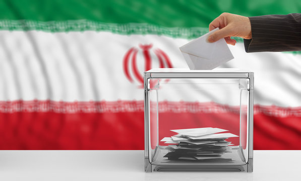 Voter on an Iran flag background. 3d illustration