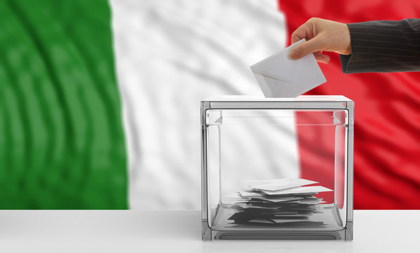 Voter on an Italy flag background. 3d illustration