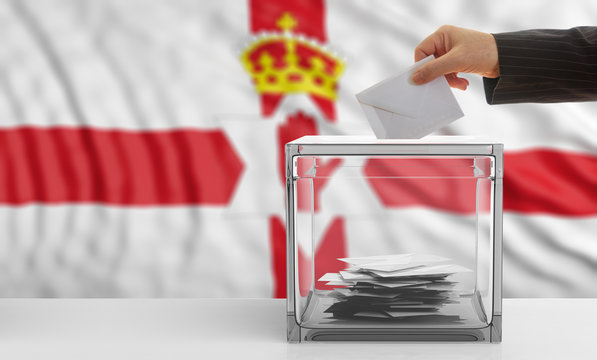 Voter on a Northern Ireland  flag background. 3d illustration