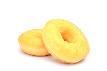 Naklejka na ściany i meble Tasty donuts cover by sugar isolated on white background
