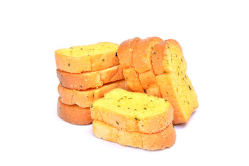 Tasty breads cover by sugar isolated on white background