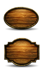 Wooden signs, vector icon set