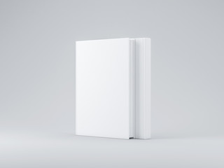 Two white blank Book mockup with textured cover on gray background, 3d rendering