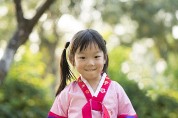 Korean child wearing a traditional Hanbok
