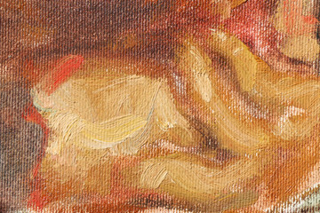 Abstract art background. Oil on canvas. Warm colors. Soft brushstrokes of paint. Modern art. Contemporary art. © tuckwai
