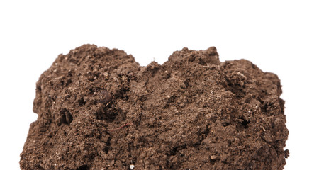 pile of soil for plants isolated on white background