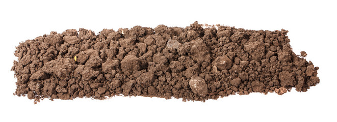 pile of soil for plants isolated on white background