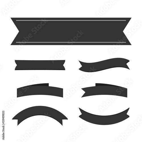 "Black ribbon banners set. Vintage decoration elements isolated on