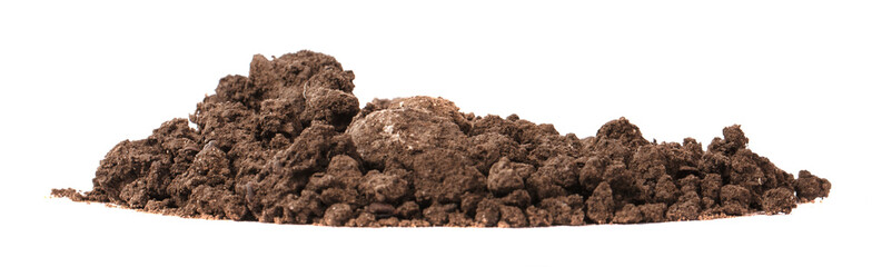 pile of soil for plants isolated on white background