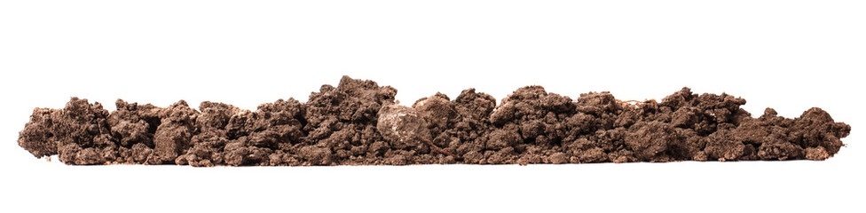 pile of soil for plants isolated on white background