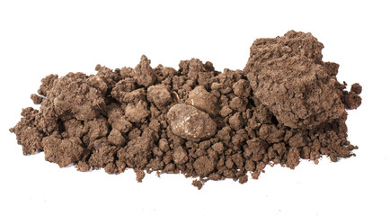 pile of soil for plants isolated on white background