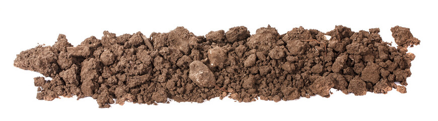 pile of soil for plants isolated on white background