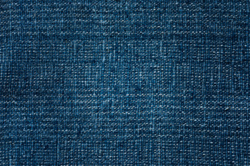 Closeup dark blue yarn textile background and textured, Blue cooton background