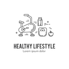 Healthy fitness lifestyle lineart concept