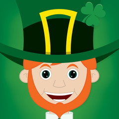 Cute cartoon leprechaun card in vector format.