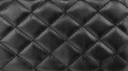 Leather texture  with seamless sewing  thread diamond square shape pattern in black color for background.