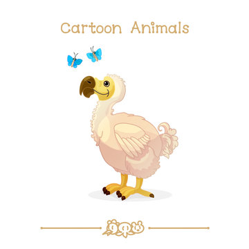 
Toons series cartoon animals: extinct dodo & butterflies
