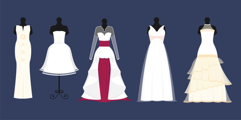 Wedding bride dress elegance style celebration vector illustration.