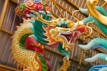 Colorful chinese dragon in Chinese Temple at Phitsanulok, Thailand