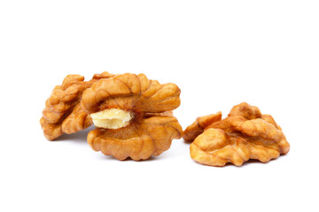 Healthy walnuts isolated on white background