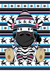 Cute Cartoon Wooly Hat Zebra