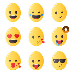 Easter emoticons. Egg emoji in flat style