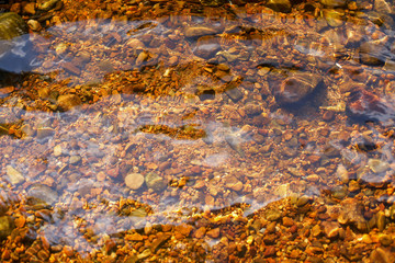 Water in the river over the texture blurry background
