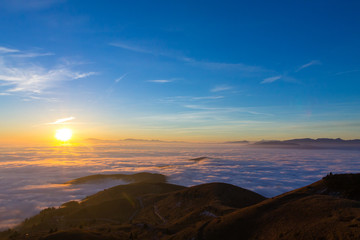 Carpet of clouds from mountain top
